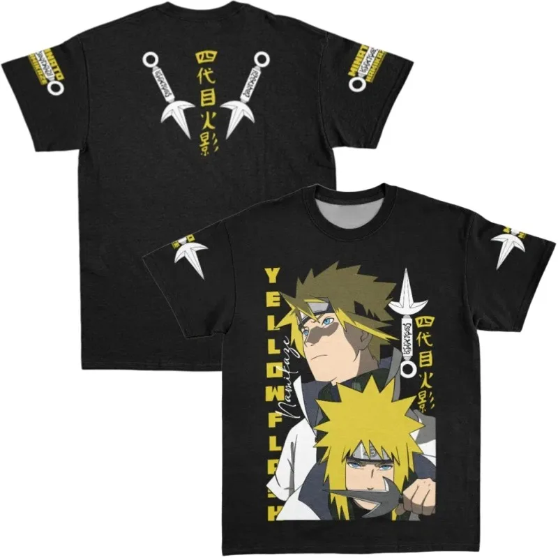 2026 New Naruto Minato Namikaze Short-Sleeve T-Shirt Fourth Hokage Flying Thunder God Kunai Double-Sided Print Unisex T-Shirt