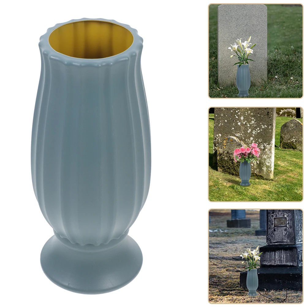 

2pcs Cemetery Flower Vase Plastic Grave Vase For Outdoor Memorial Gravesite Tombstone Floral Holder Decor