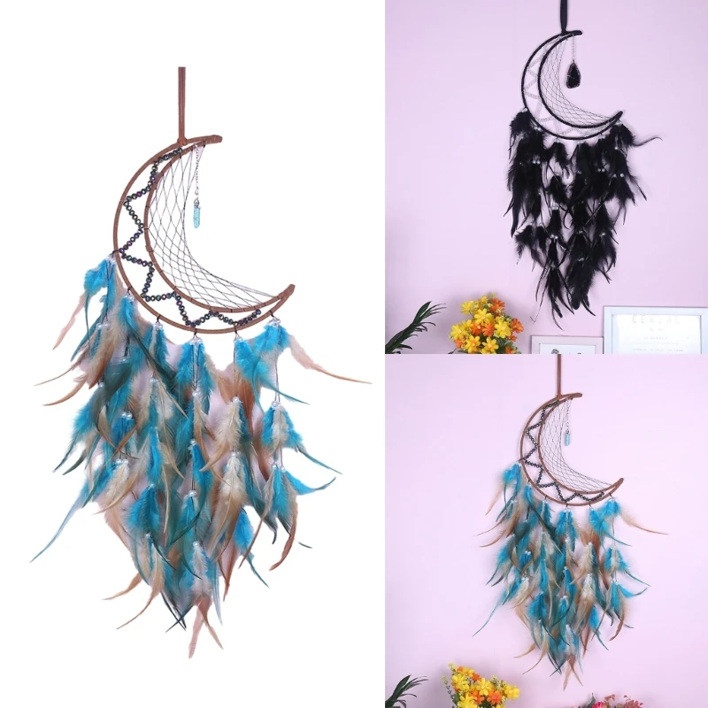 Handmade Dream Catchers with Moon Wall Hanging Ornaments Car Pendant