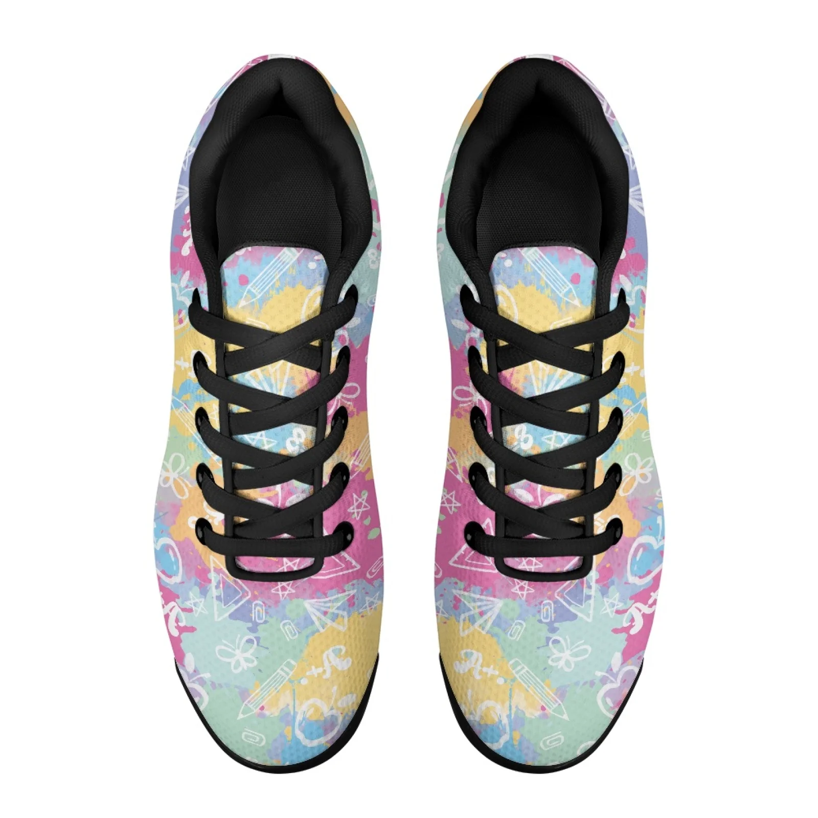 PENSTROLL School Doodle Color Splash Non-Slip Breathable Athletic Sneakers Casual Shoes for Men Gym Sport