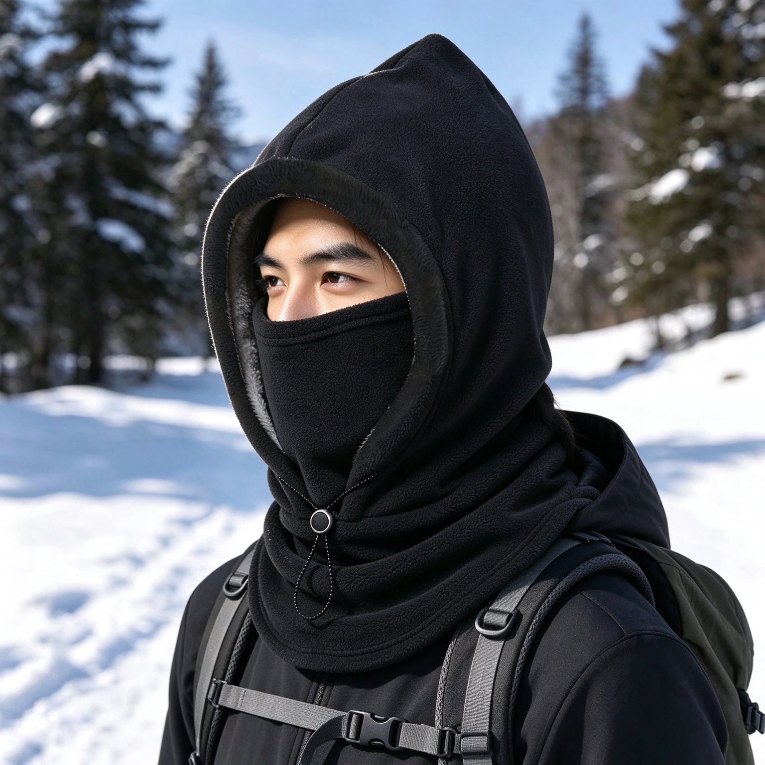 New 3-in-1 Fleece Double-Layer Integrated Hat Windproof Keep Warm Winter Flannel Warm Mask Balaclava Hood Fleece Lined Warm Hat