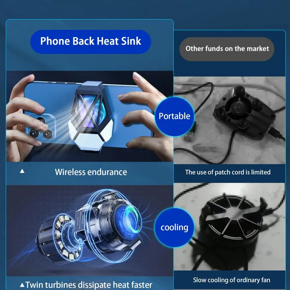 Phone Back Heat Sink  Helpful Game Cooler System Quick Cooling Fan  Rechargeable Mobile Phone Radiator