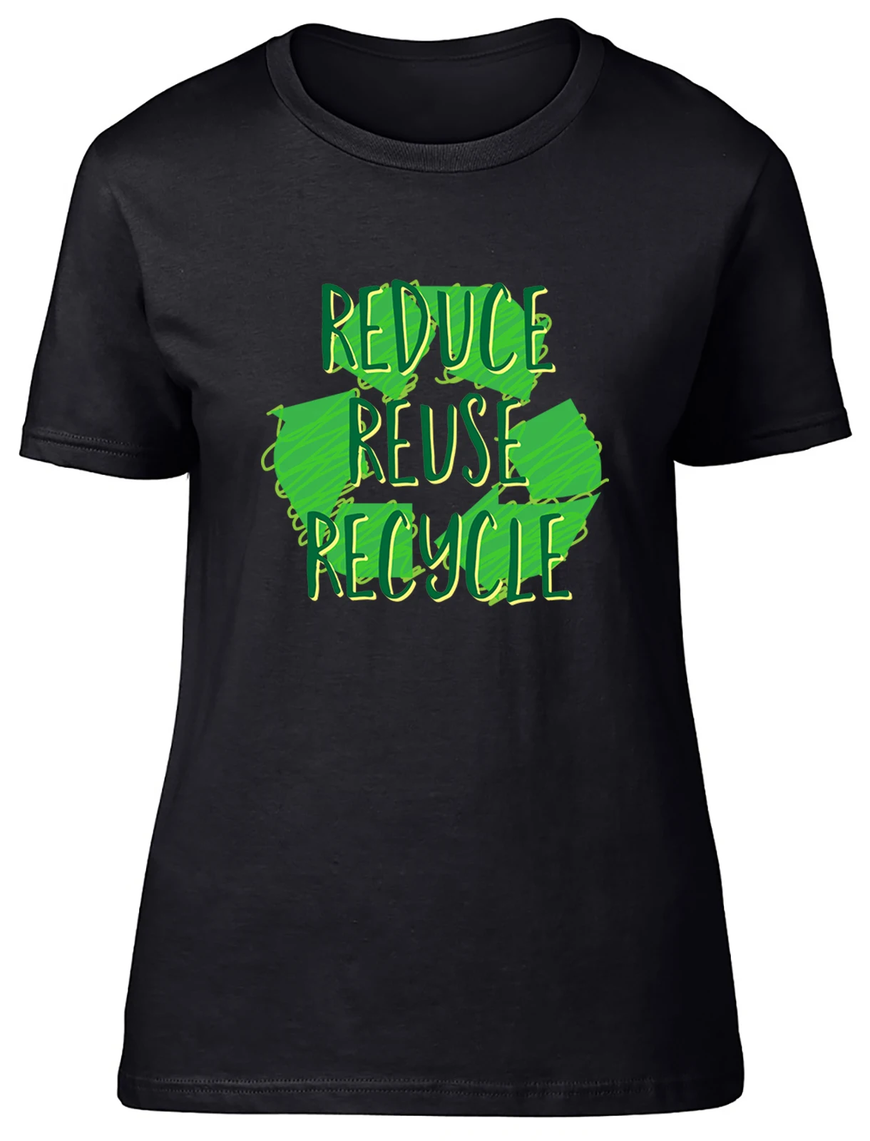 Reduce, Reuse, Recycle Fitted Womens Ladies T Shirt