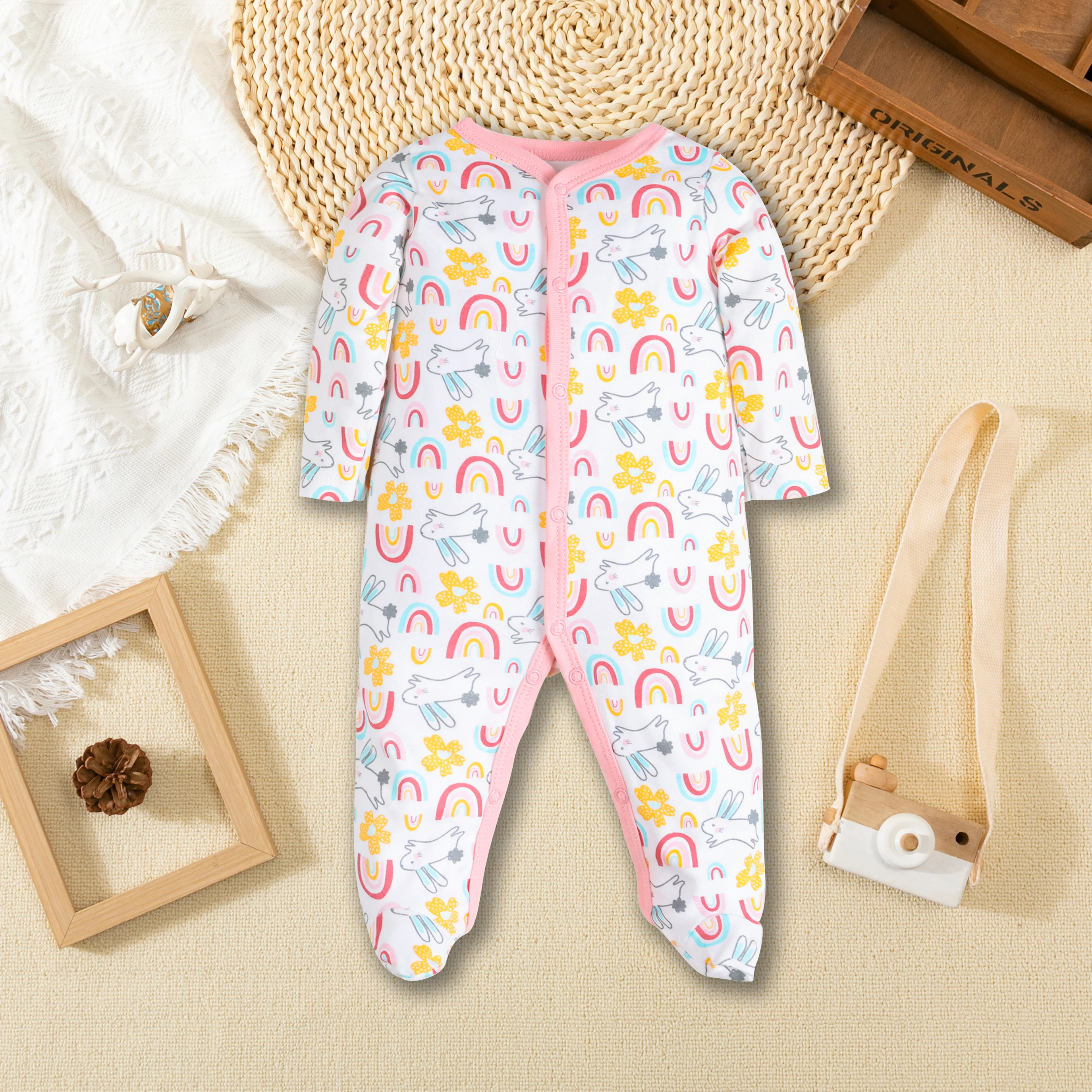 

Cozy Long Sleeve Footed Onesie for Newborns, Infant's Clothing, Soft Baby Clothes Romper.