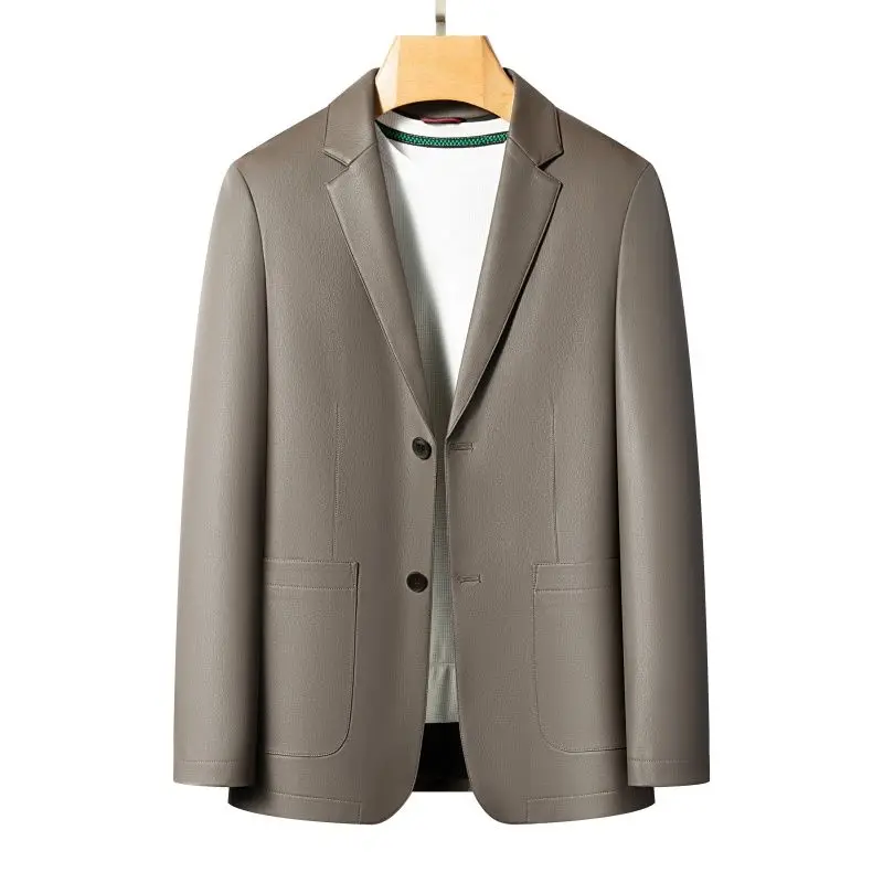 2026 Frühling und Herbst Lederjacken, Lässige Lederanzüge, Herren-Lederjacken und Schaffell-Slim-Fit Hochwertige Jacken – Detail 3