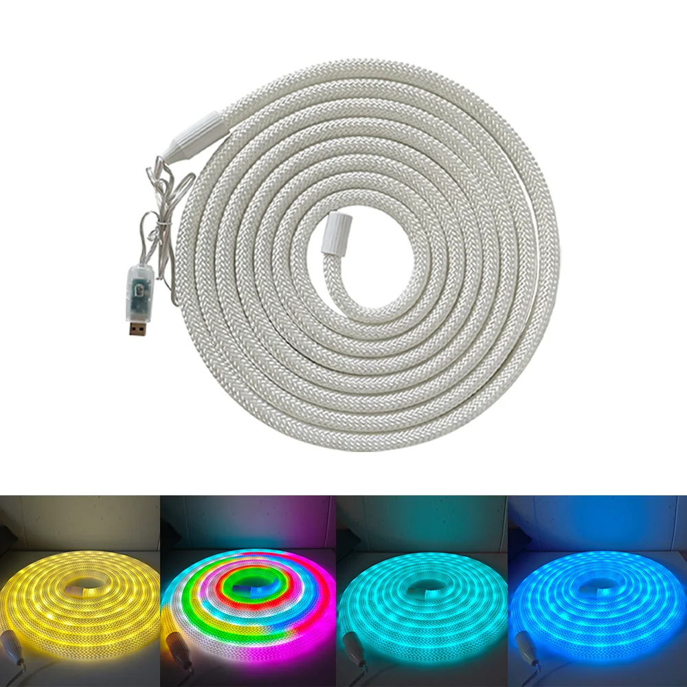 USB 5V D15mm WS2812 Dragon Pattern LED Neon Light Tube, 24 Keys Remote Controlled Color Changing Flexible Neon Strip, Reliable F