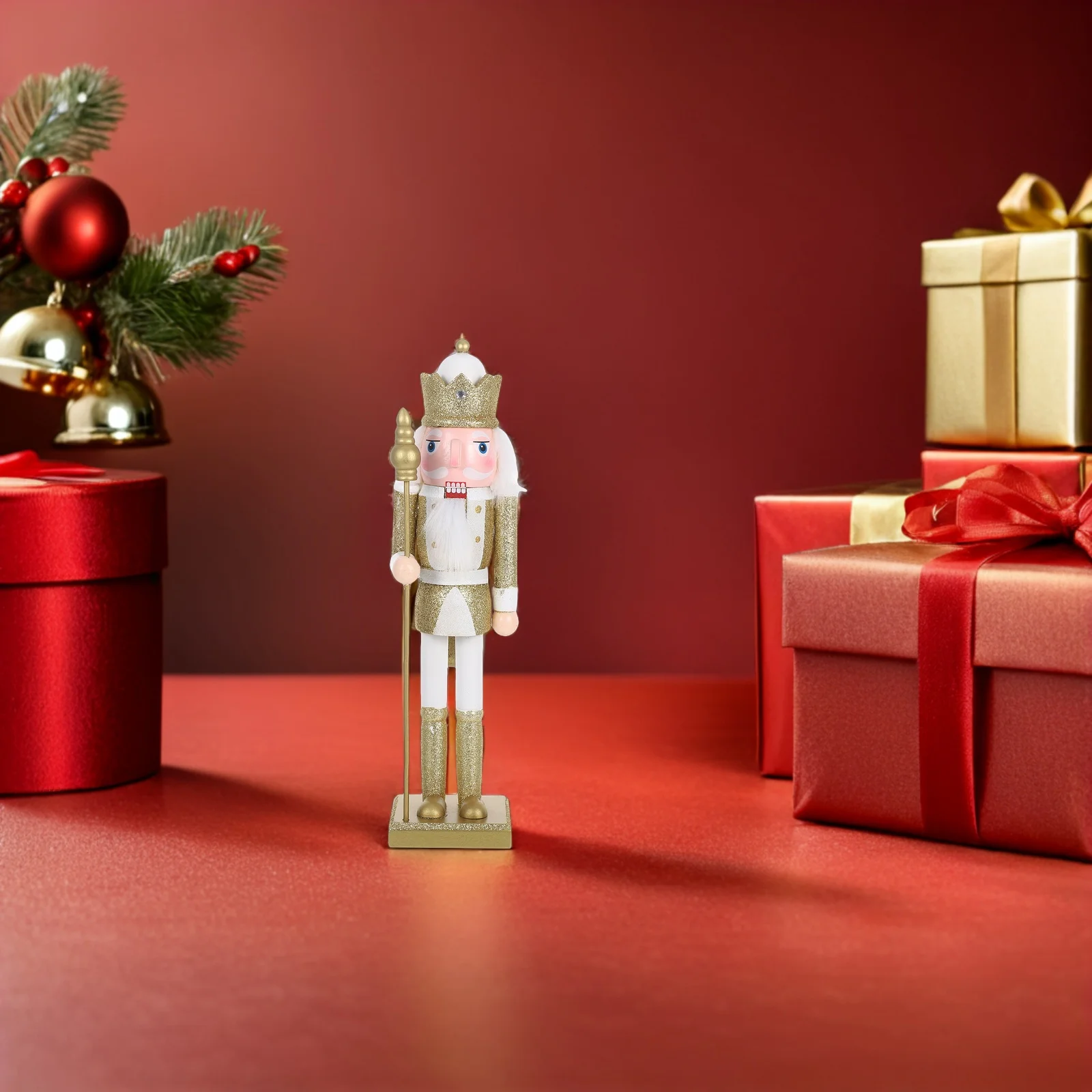 

Christmas Nutcracker Soldier Traditional 38cm Wooden Puppet Decoration Holiday Table Kitchen Windowsill Ornament