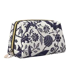 Goth Bats Flowers Print Leather Makeup Bag Women Travel Toiletry Pouch Cosmetic Bags Portable Multifunctional Storage Bag Gifts