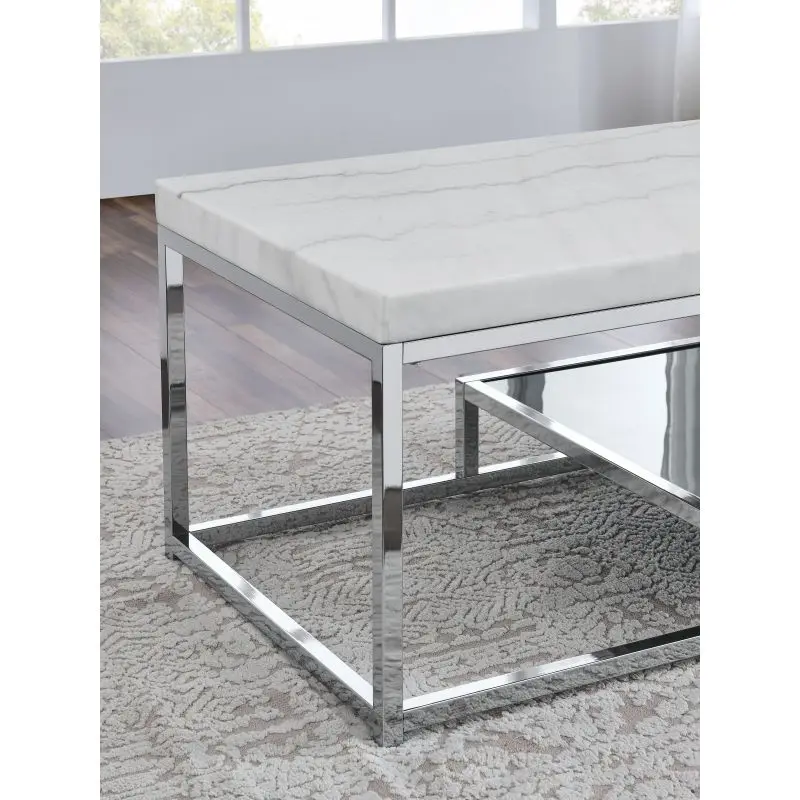 Aston - White Marble Top Coffee Table - White