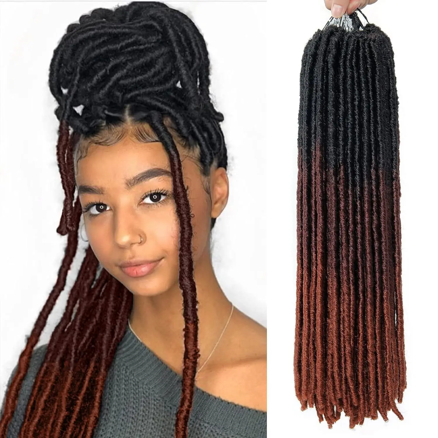 Dreadlocks tranças de crochê macio falso locs crochê cabelo sintético trança dreadlocks falso locs alma 18 polegada deusa locs