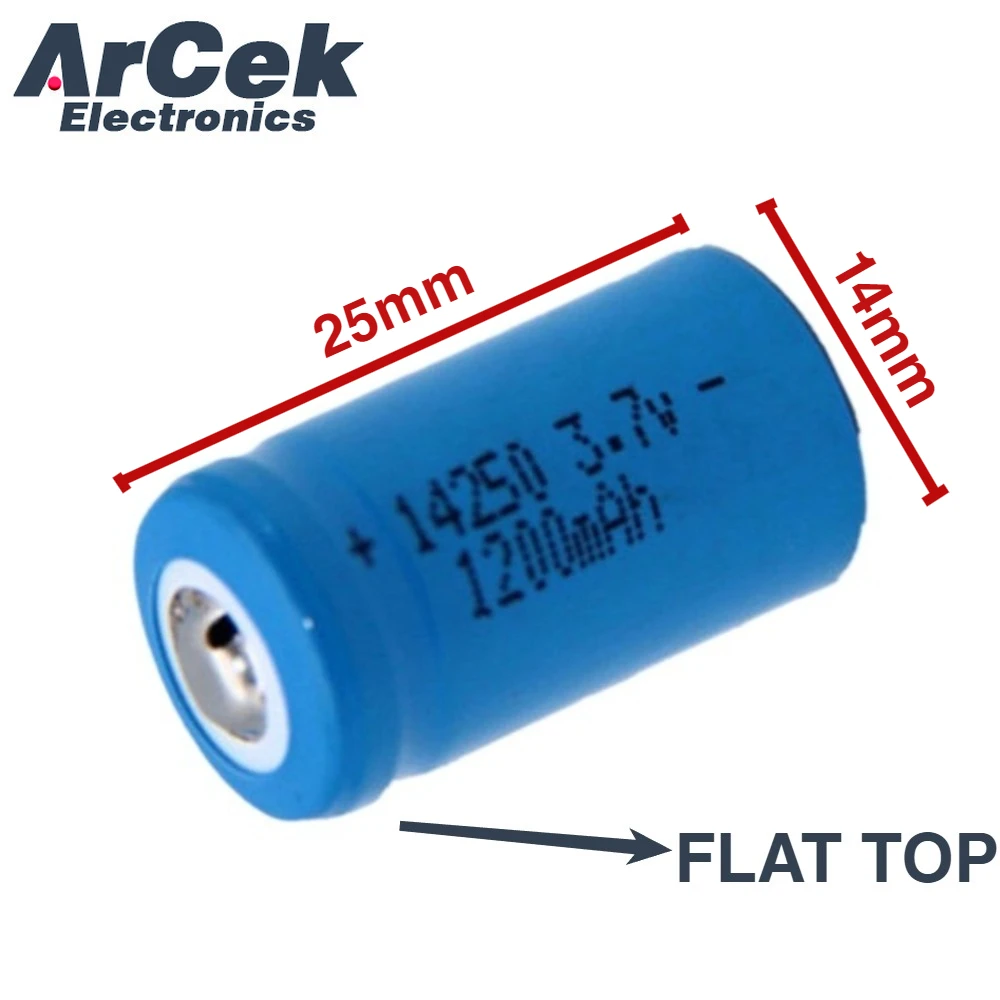 10PCS 3.7V 1200mAh 14250 Rechargeable Lithium Battery Flat Top CR2 LS14250 ER14250H 1/2-R6 1/2 AA ER14250 Lithium Batteries