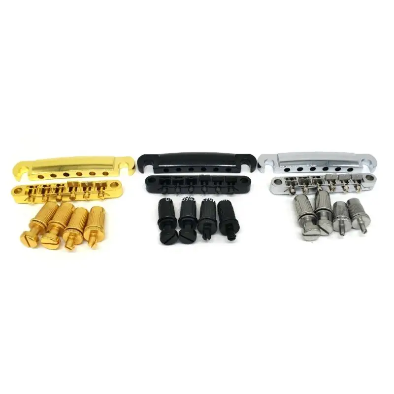 6 Strings Electric Guitar Tune O-Matic Tailpiece and Bridge Kits with Studs Mounting Accessory Guitar Replacement Part