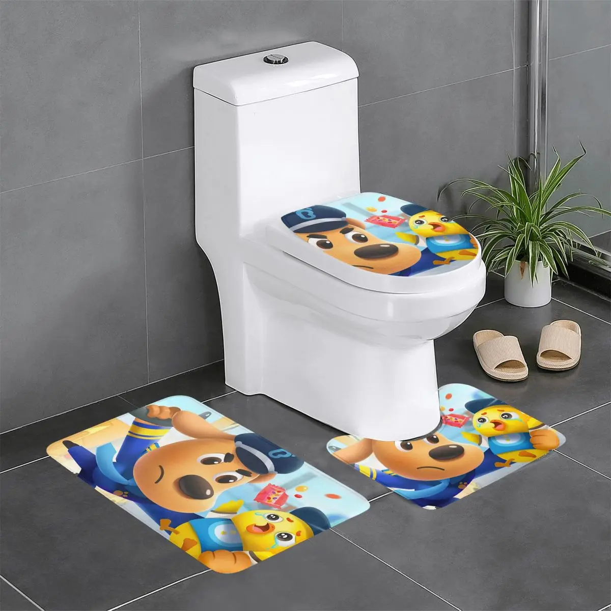 

Шериф Лабрадор, 3-х предметный коврик для ванной, набор для ванной комнаты, крышка для унитаза, домашний декор, нескользящий ковер, напольный коврик