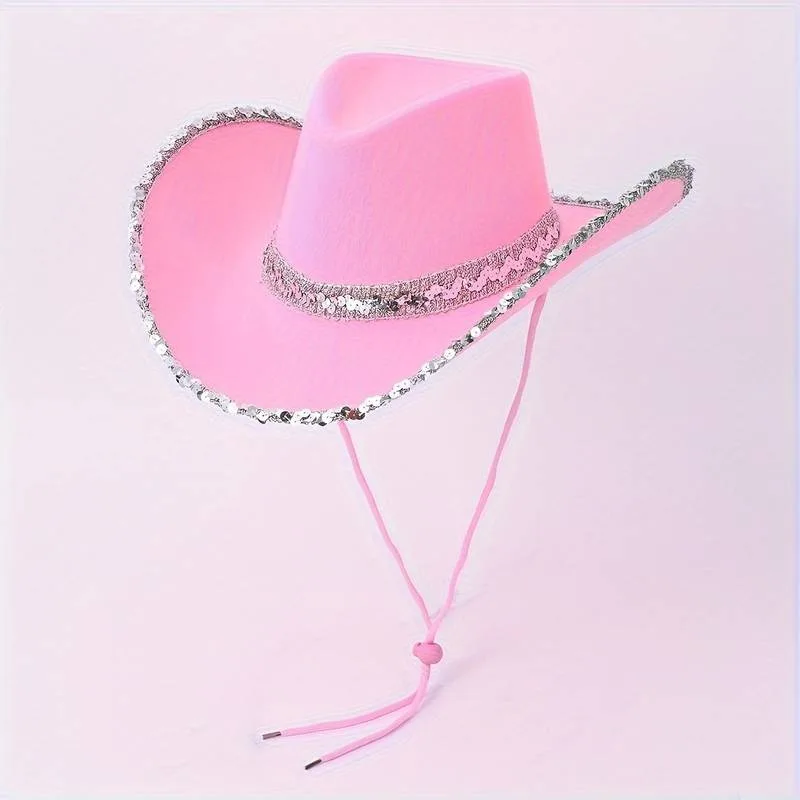 1 Piece Women Summer Fashion Solid Party Sequin Elegant Top Hat Adjustable Length Glitter Shining Hat