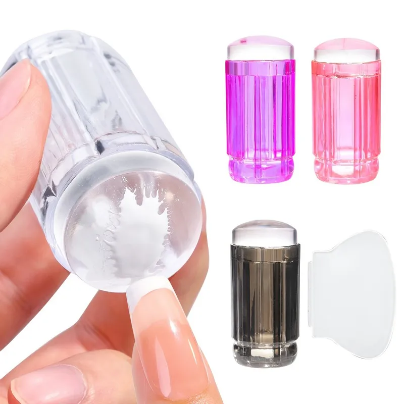 1Set Professional Transparent Silicone Nail Art Kit Design For Manicure Plate  Polish Seal Two Side Stamper Scraper Tools