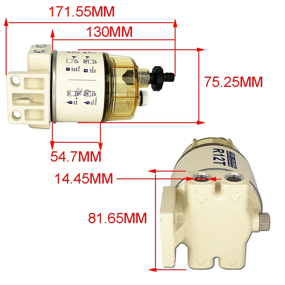 OYOTE R12T Fuel Filter Water Separator Turbine Filter & NPT ZG1/4-19 For Diesel Engine Racor 140R 120AT S3240  R12S R12P