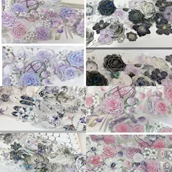5m/10m Pink Purple Blue Rose Flower Shiny Pet Tape
