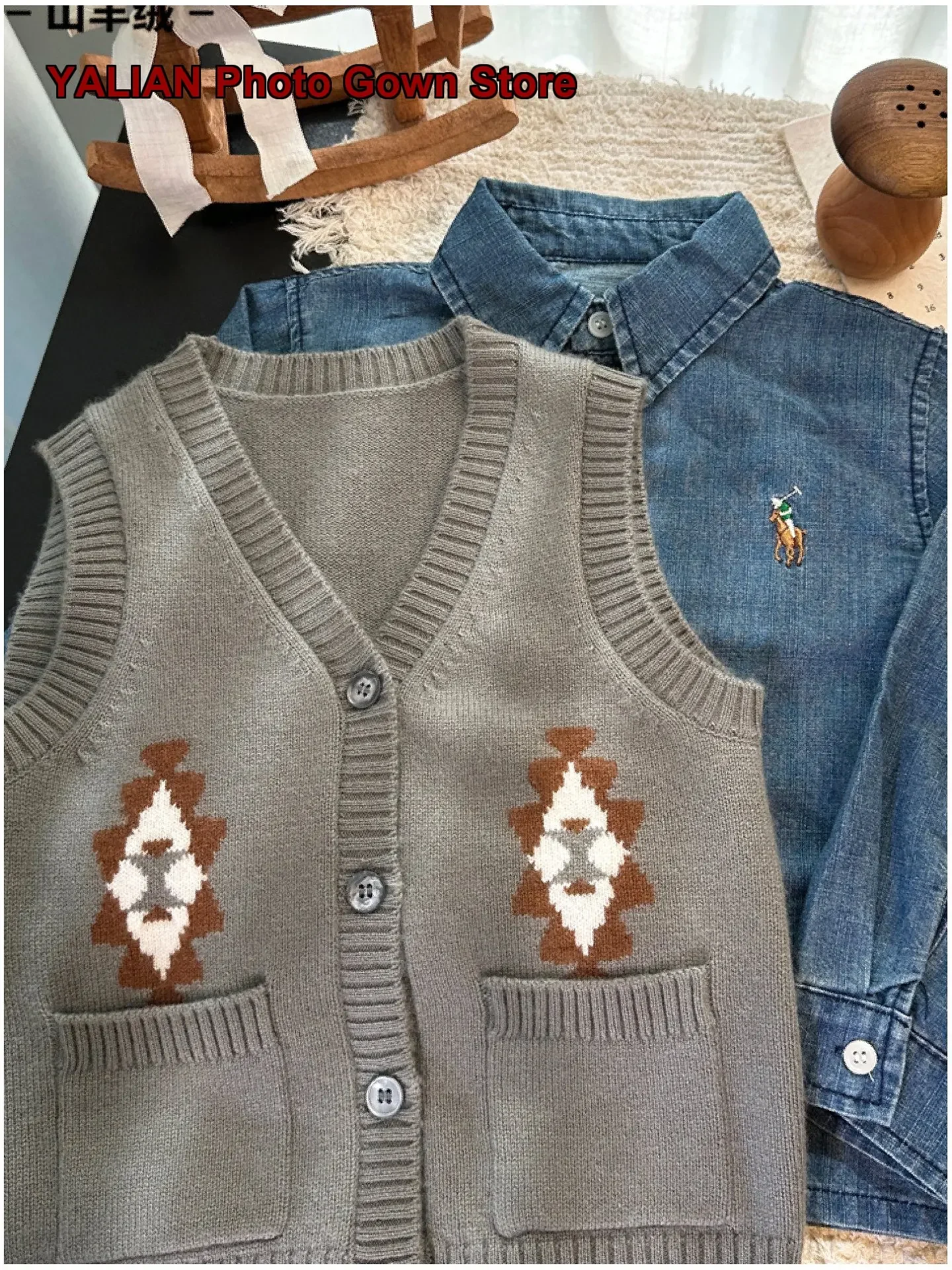 Kids Vest Boys Girls Spring Autumn Solid Color Pocket Knit Cardigan Cashmere Fleece Lined Thickened Soft Base Layer Top Newborn