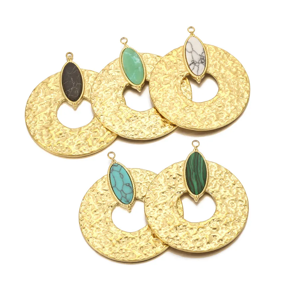 2pcs Natural Stone Stainless Steel Boho Large Round Charms For Jewelry Making Earring Pendants Connectors for DIY Jewelry Making - Image 5