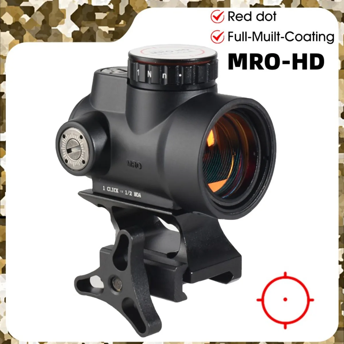 

MRO-HD Hunting Red Dot Sight Optic Reflex Holographic Dot 2.0 MOA with Low Base Mount Rifle Airsoft Scope Tactical Accsesories