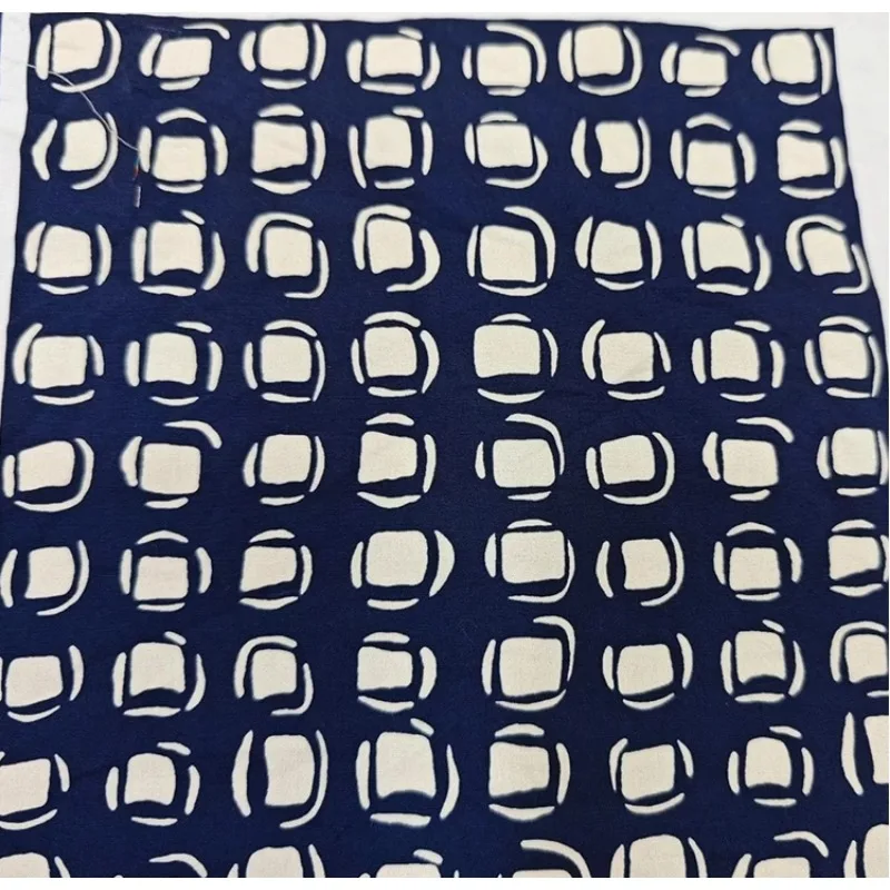 Brand Digital Printed White Geometric Pattern Simulation Silk Satin Cotton Fabric, High-quality Clothing Dress DIY Fabric