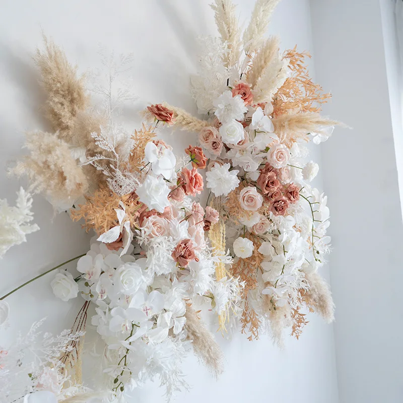 European wedding decoration wall hanging point  arrangement, simulated flower dried reed store layout fake flower