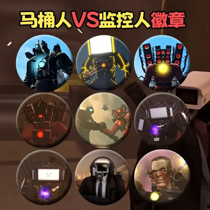 Skibidi المرحاض شارة أنيمي DIY المرحاض/المتكلم/ساعة/التلفزيون شخص طالب بداية موسم المدرسة المدرسية تزيين شارة كليب #1