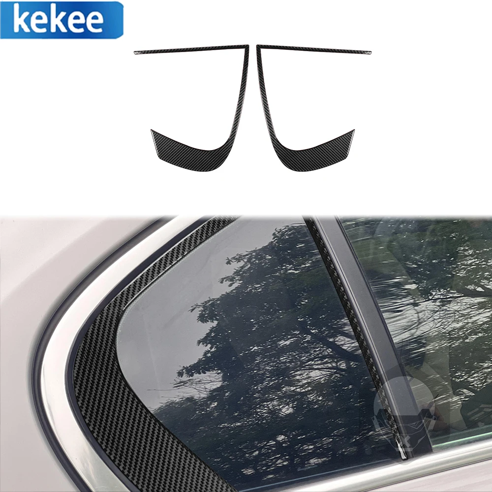 For BMW 7 Series F01 2009-2014 Interiors Real Carbon Fiber Car Glass Window Trim Triangle Decorative Accessory Sticker 2 Pieces