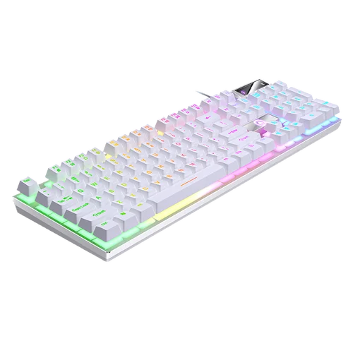 Teclado para juegos USB con cable con retroiluminación, teclado para jugadores de 104 teclas para ordenador/portátil/PC, diseño ergonómico, accesorio para juegos de oficina