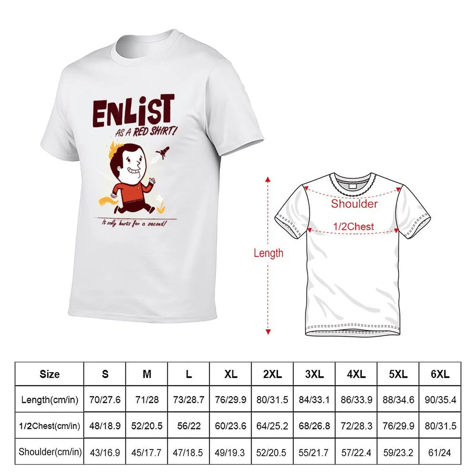 ENLIST as a Red Shirt! T-Shirt oversized street wear Men's t-shirt