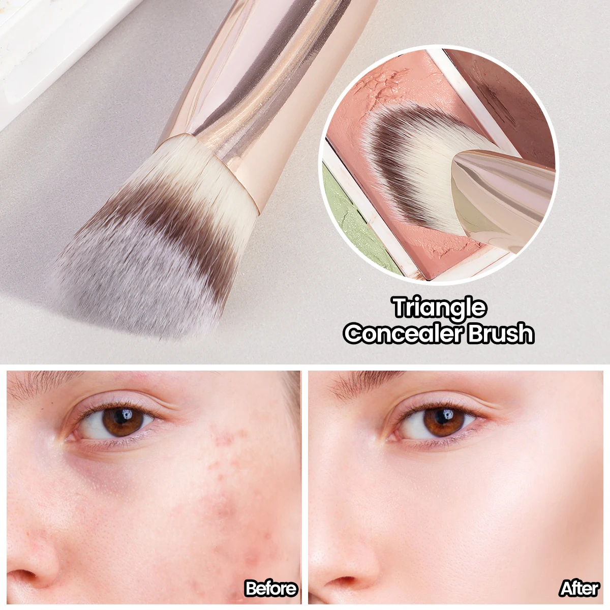 MAANGE Under Eye Concealer Makeup Brush Triangle Foundation Brush for Liquid Cream Blending Concealing Cosmetic Makeup Tools