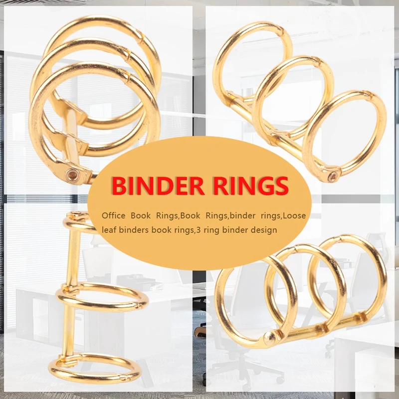 20Pcs 3 Ring Gold Book Rings Leaf Binders Office Book Rings Snap Split Hinged With 20 Mm Inner Diameter Gold Book Rings-N38R