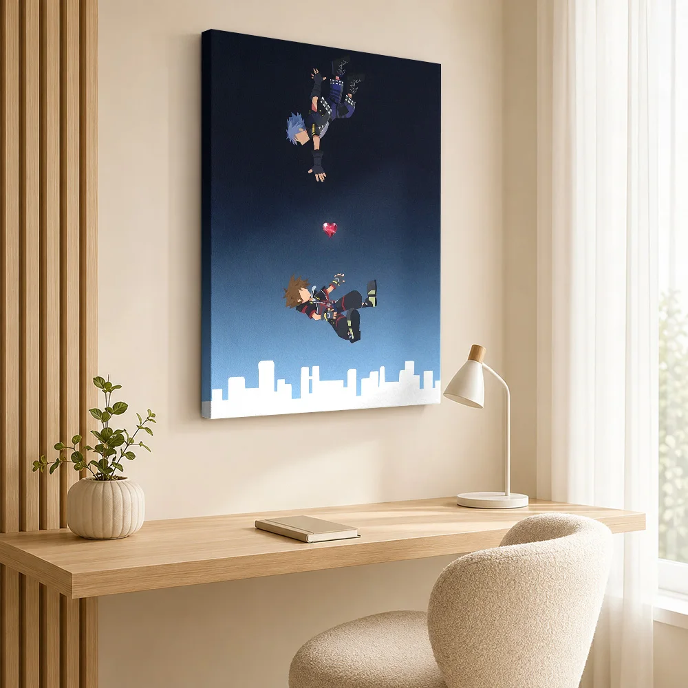 Sora And Roxas Kingdom Hearts Framed Canvas Print Poster Custom Modern Aesthetic Canvas Wall Art for Living Room Bedroom Decor