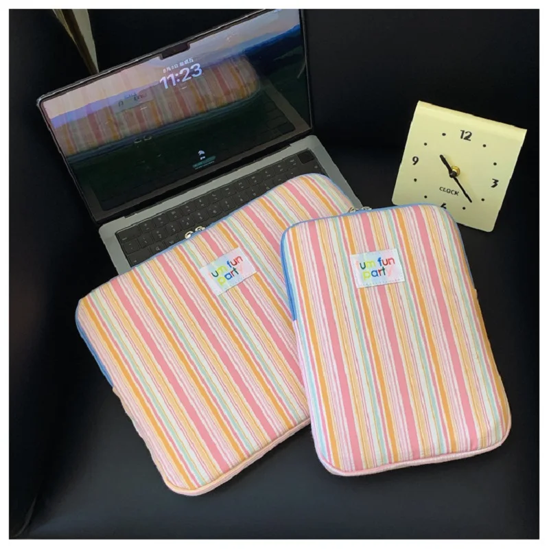 INS Color-striped Tablet Bag For Ipad Air6 Pro11 10.9 10.5 Macbook/Samsung/HP Huawei 13.3 13.6 14 Inch Shockproof Laptop sleeve