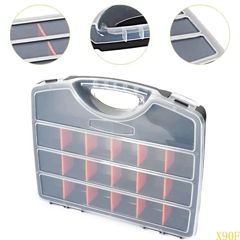 Hộp tổ chức phần cứng x90f với bộ phận nhỏ Bộ phận tổ chức hộp đựng công cụ cầm tay lưu trữ vít nhựa cho hạt đai ốc