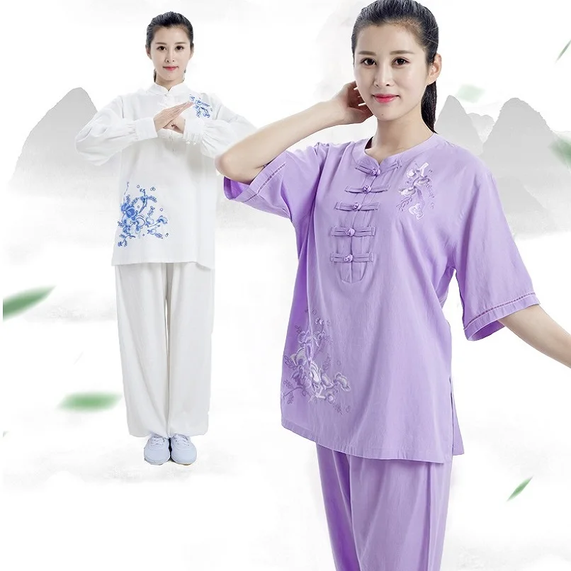 Chinese Trend Tai Chi Pak Vrouwen Geborduurde Martial Arts Oefening Uniform Kungfu Competitie Performance Kostuum Top + Broek