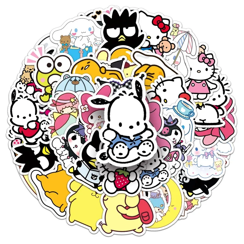 Sanrio สติกเกอร์ตกแต่งรูปตัวการ์ตูนน่ารัก Kuromi Hello Kitty ของฉัน Melody