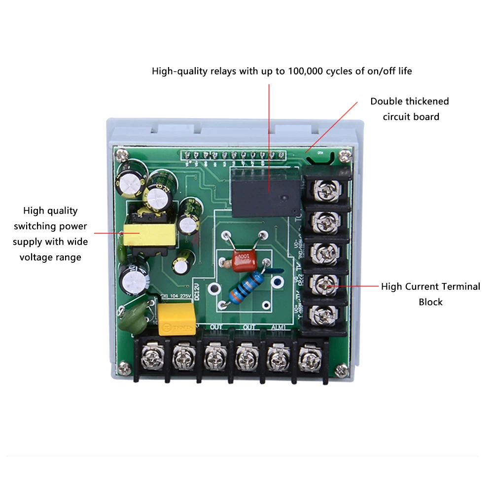 3 In1 LED Temperature Controller Timer Counter Temperature Controller Relay Output Home Supply