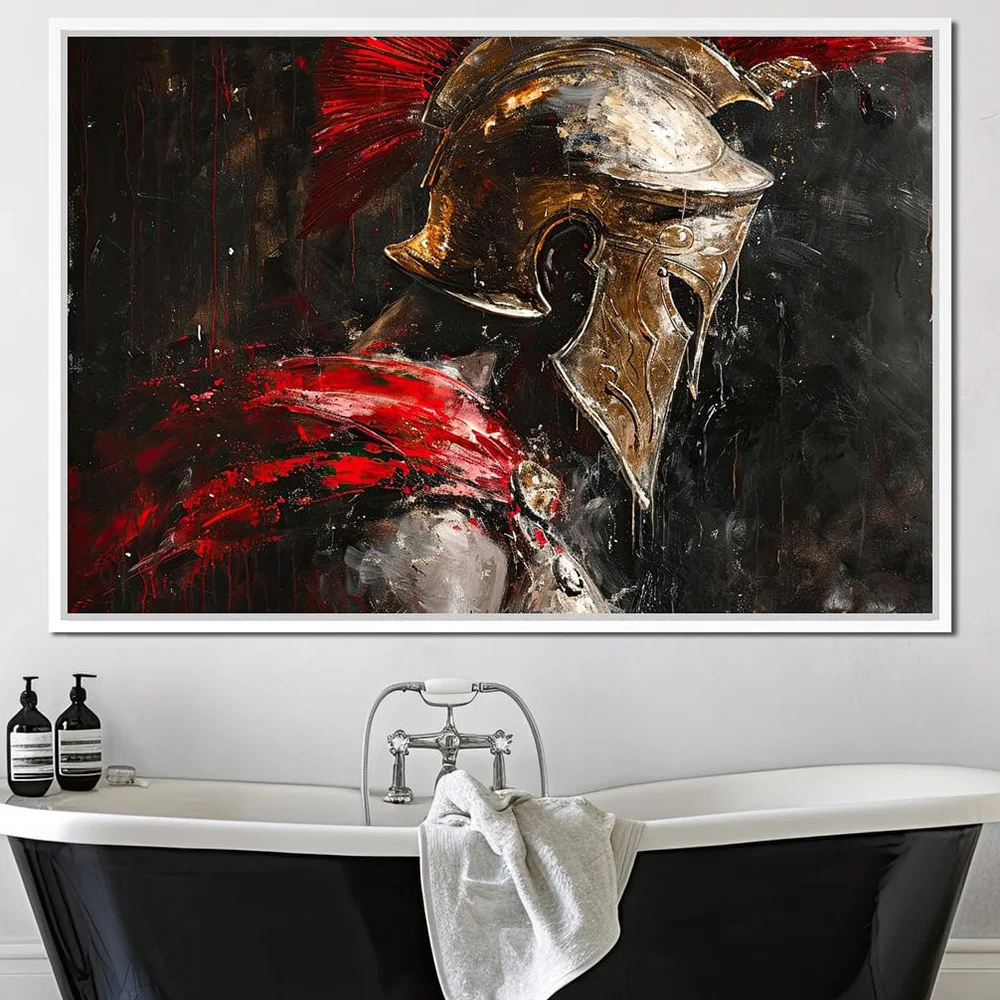 Classic Spartan Warrior Armor Canvas Painting Greek Mythology Vintage Art Poster Print Living Room Wall Background Home Decor