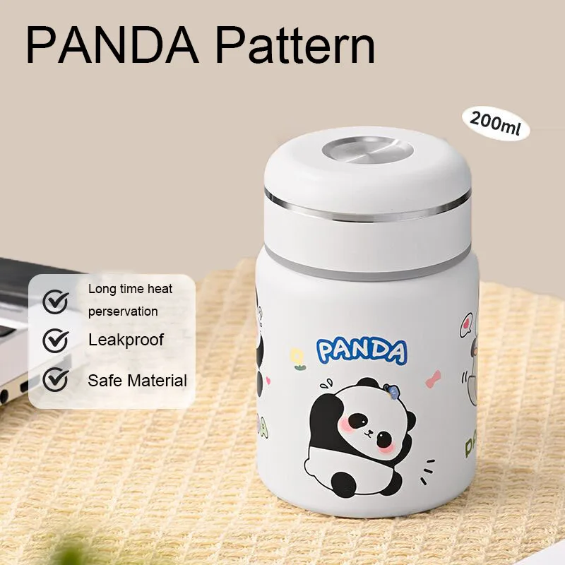 316 Stainless Steel Thermo Bottle 200ml Mini Termos Water Bottle Cute Panda Thermal Tumbler Coffee Travel Mug Water Thermos