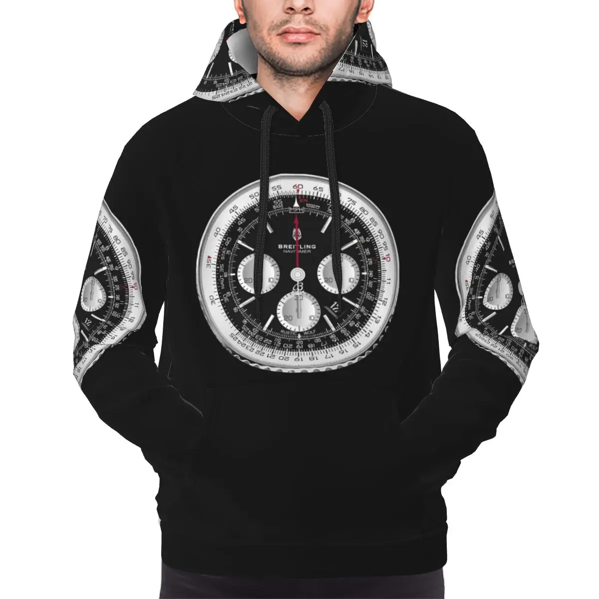 

Black Luxury Watch Face Hoodies Harajuku Pullover Autumn Winter Men's Women's Sweatshirt Long Sleeve Tops