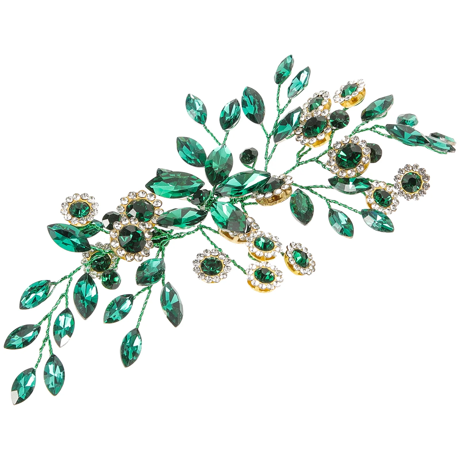

Green Hair Accessories for Wedding Formal Bride Decorations Jewellery Crystal Ornaments Women Bridal