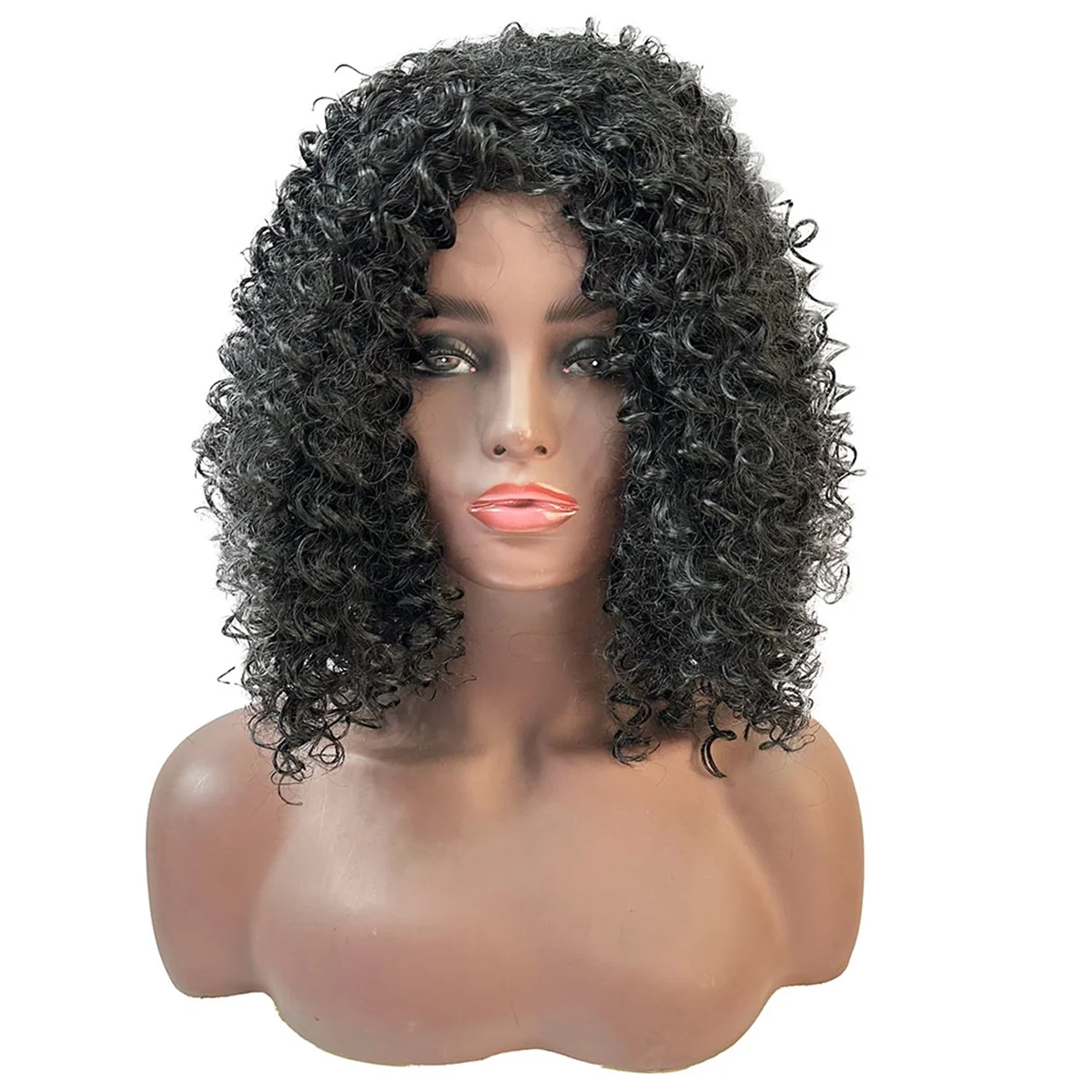 Parrucca riccia africana AT53 12 pollici capelli corti ricci riccioli latino-americani parrucca nera parrucca moda in fibra chimica
