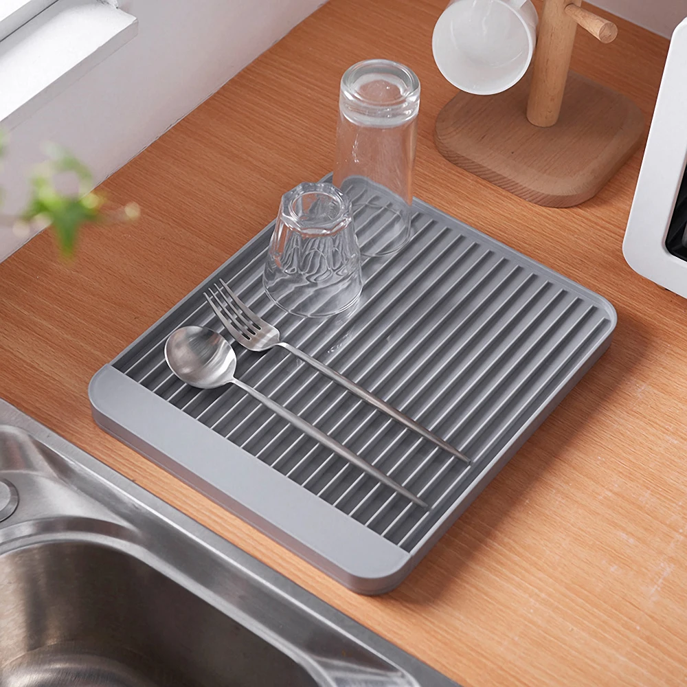 

Kitchen Tableware Drain Tray Filter Pad Bottle Cup Bowl Cutlery Dish Drainer Drying Holder Non-slip Kitchen Organization