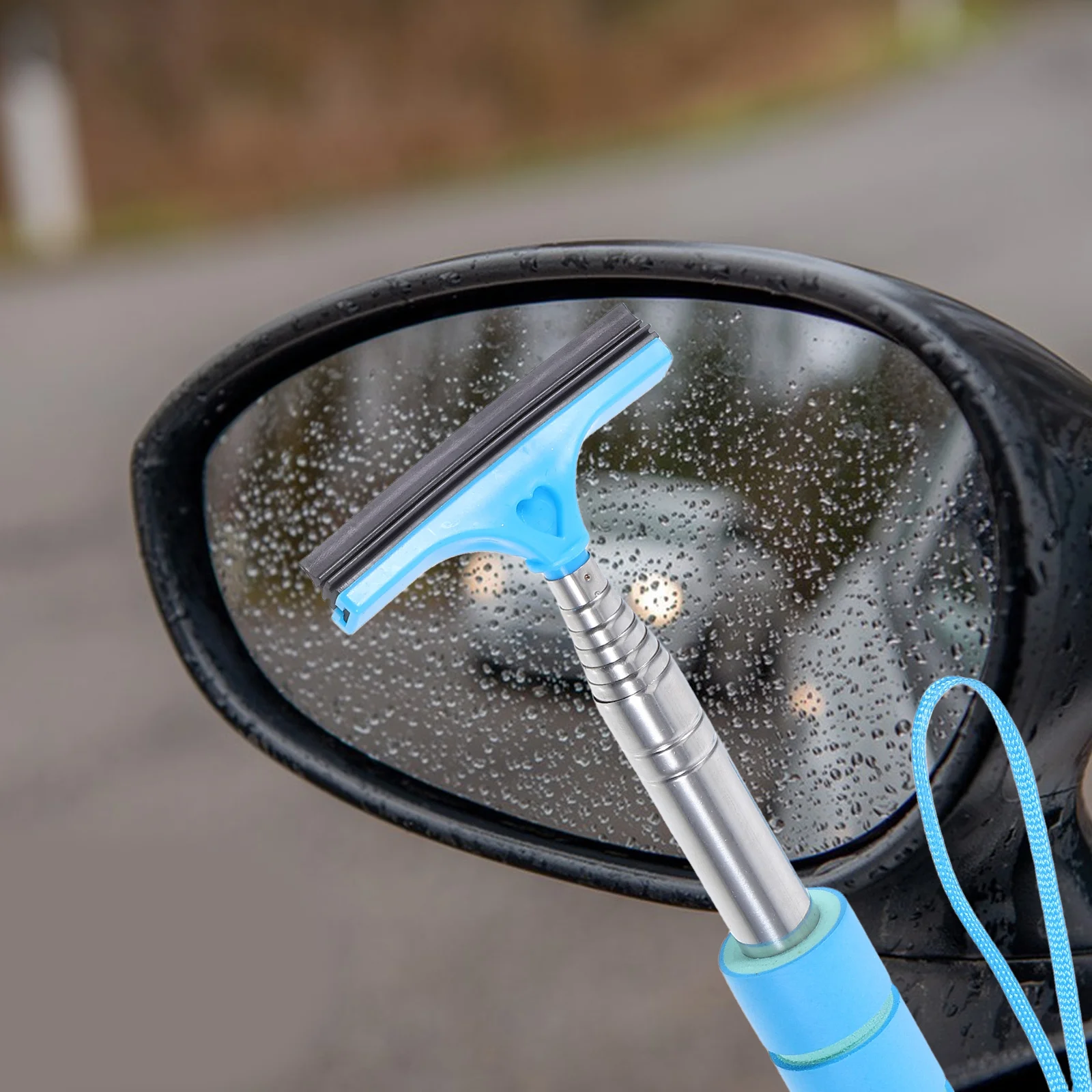 

Car Rearview Mirror Wiper Extendable Design Easy Installation Efficient Water Wiping Durable Multifunctional Windshield