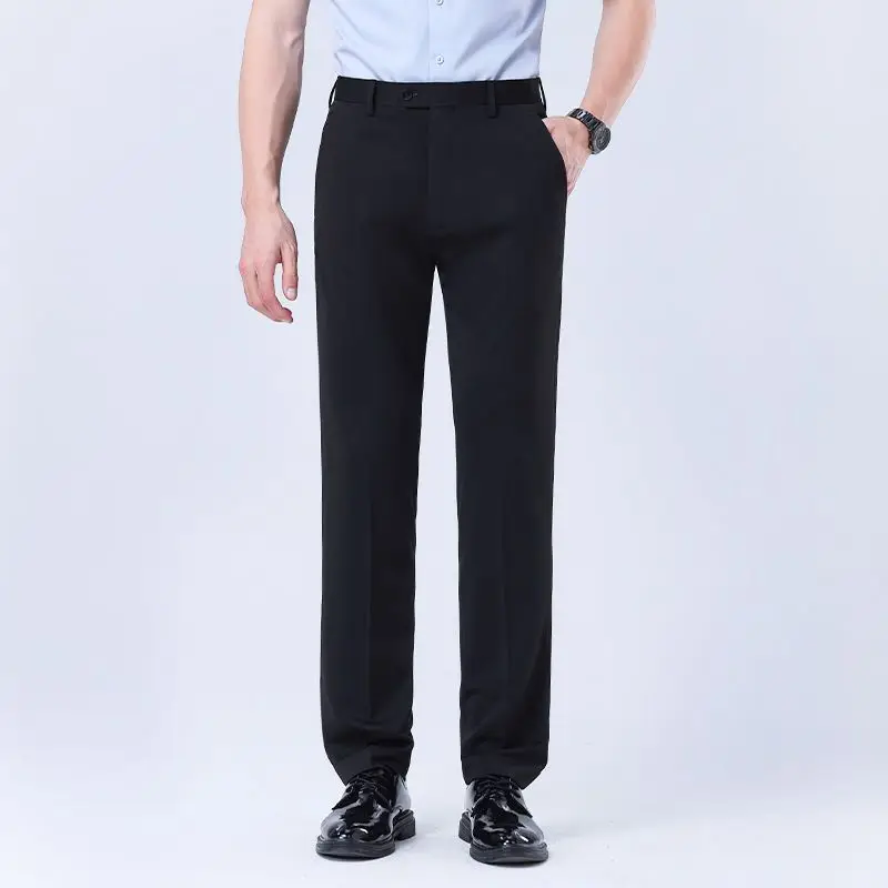 

Men's Suit Trousers Spring Autumn Straight Elastic Iron-free Workwear Father's Trousers Business Casual Trousers