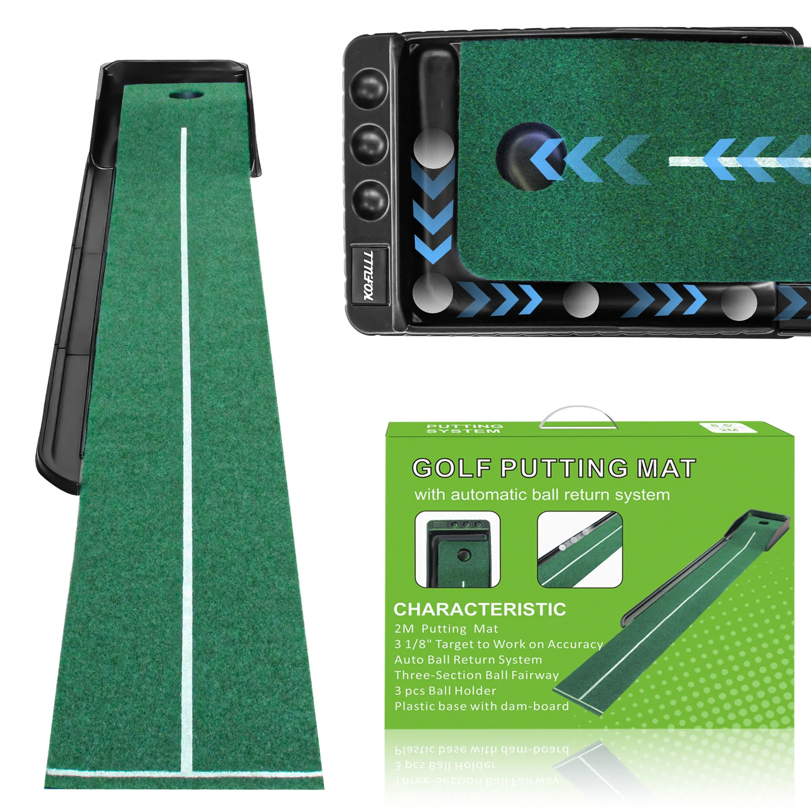 Putting Mat with Auto Ball Return System Indoor Putting Green for Mini Games Practice Equipment Gifts for Golfers