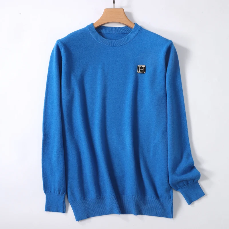 2025 autumn and winter cashmere sweater men's cashmere sweater men's sweater embroidered knitted O-neck warm sweater