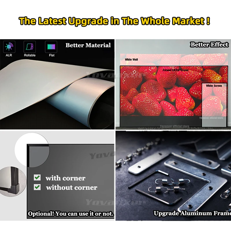 Проекционный экран Yovanxer ALR UST Френеля 5,0 Pro, фиксированная рамка для отклонения окружающего света, лучше всего подходит для ультракороткофокусного проектора 4/8K