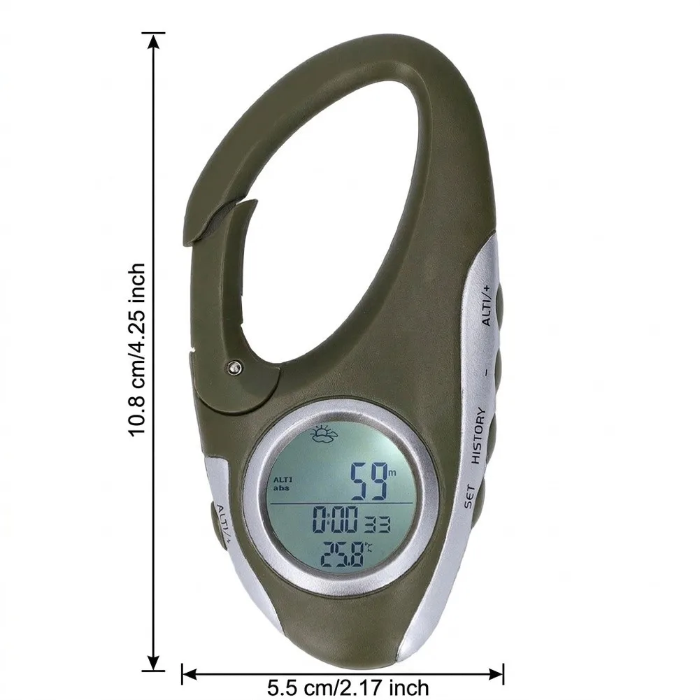 DS101 Compact Altimeter Barometer with Backlit Screen ABS Construction for Hiking Backpacking Altitude Pressure Temp